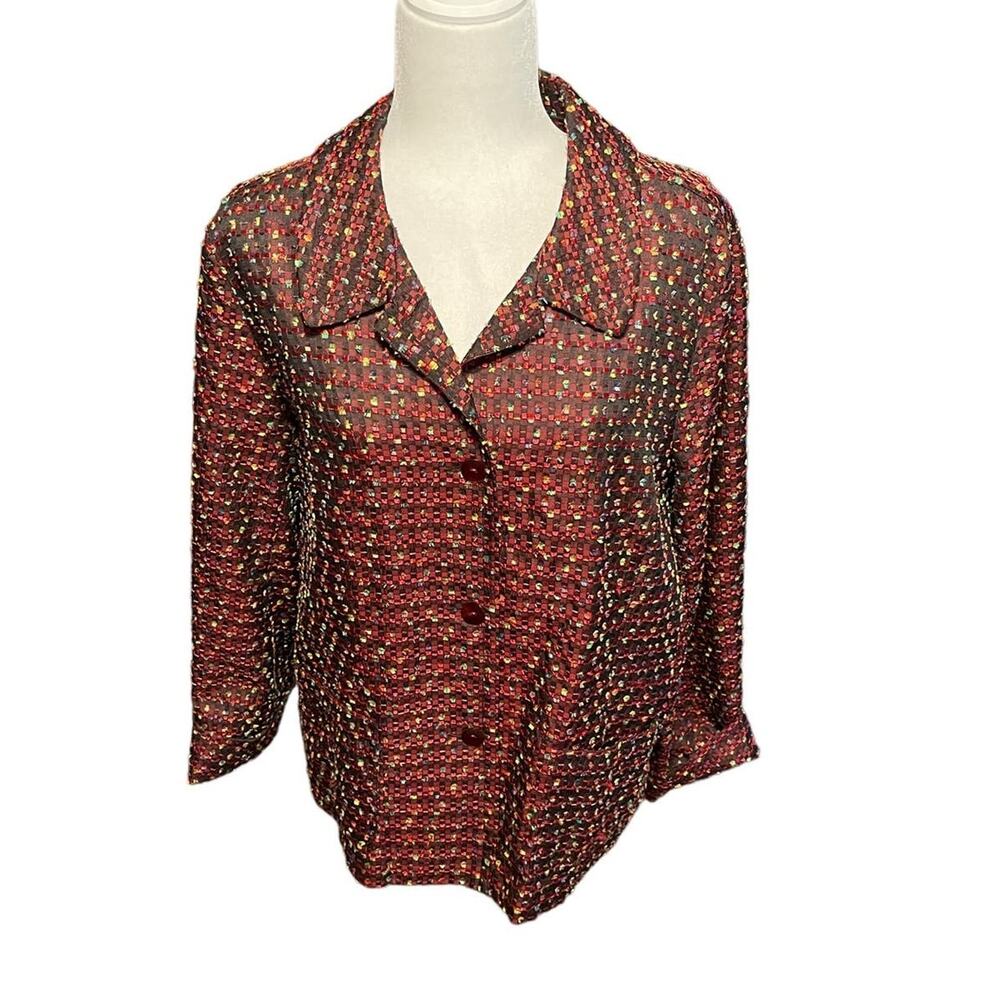 Dialogue Womens Button Front :ightweight Multicolor Jacket Blazer Coat Size XL